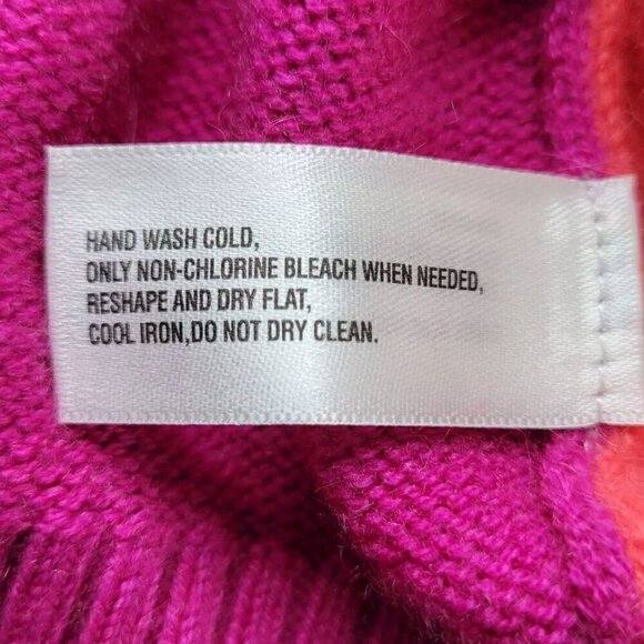 Gap V Neck Button Cardigan Women Size M Angora Rabbit Hair Blend Colorblock - Picture 7 of 11